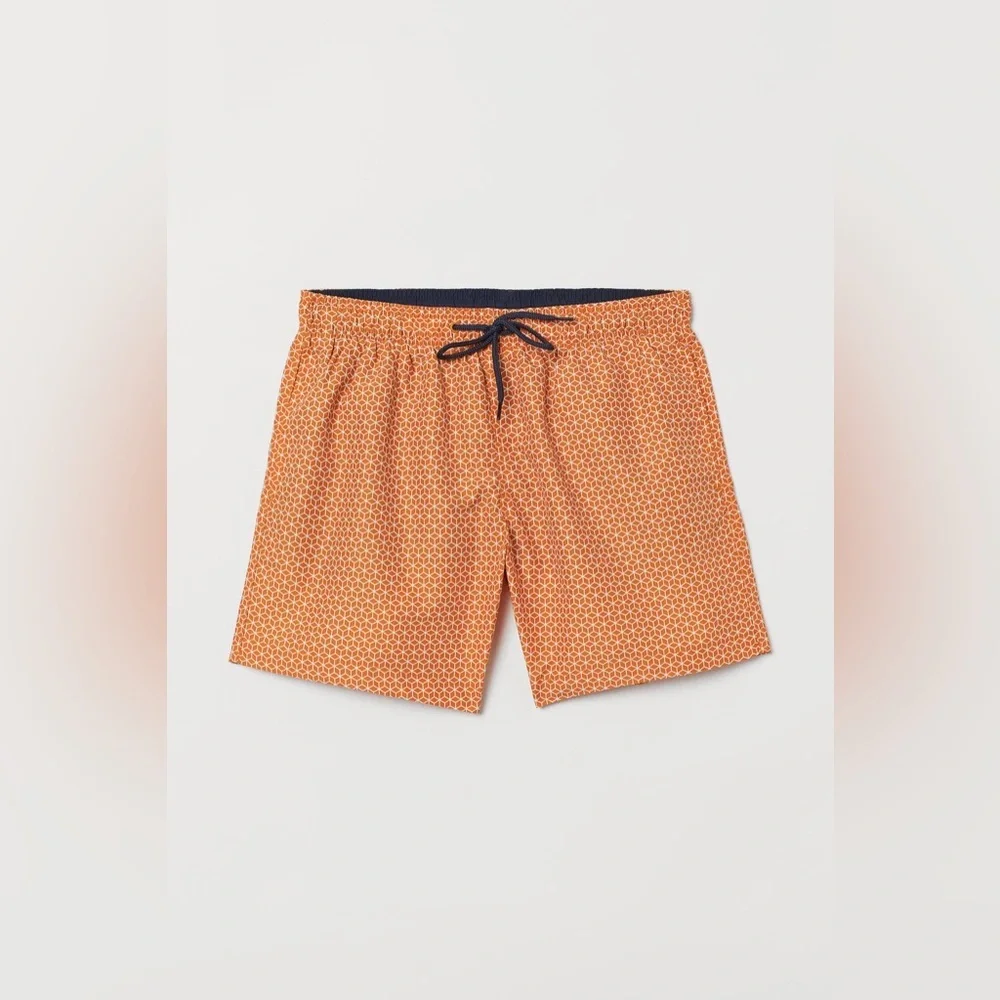 H&M‎ Geometric Print Swim Shorts Orange White Size M
